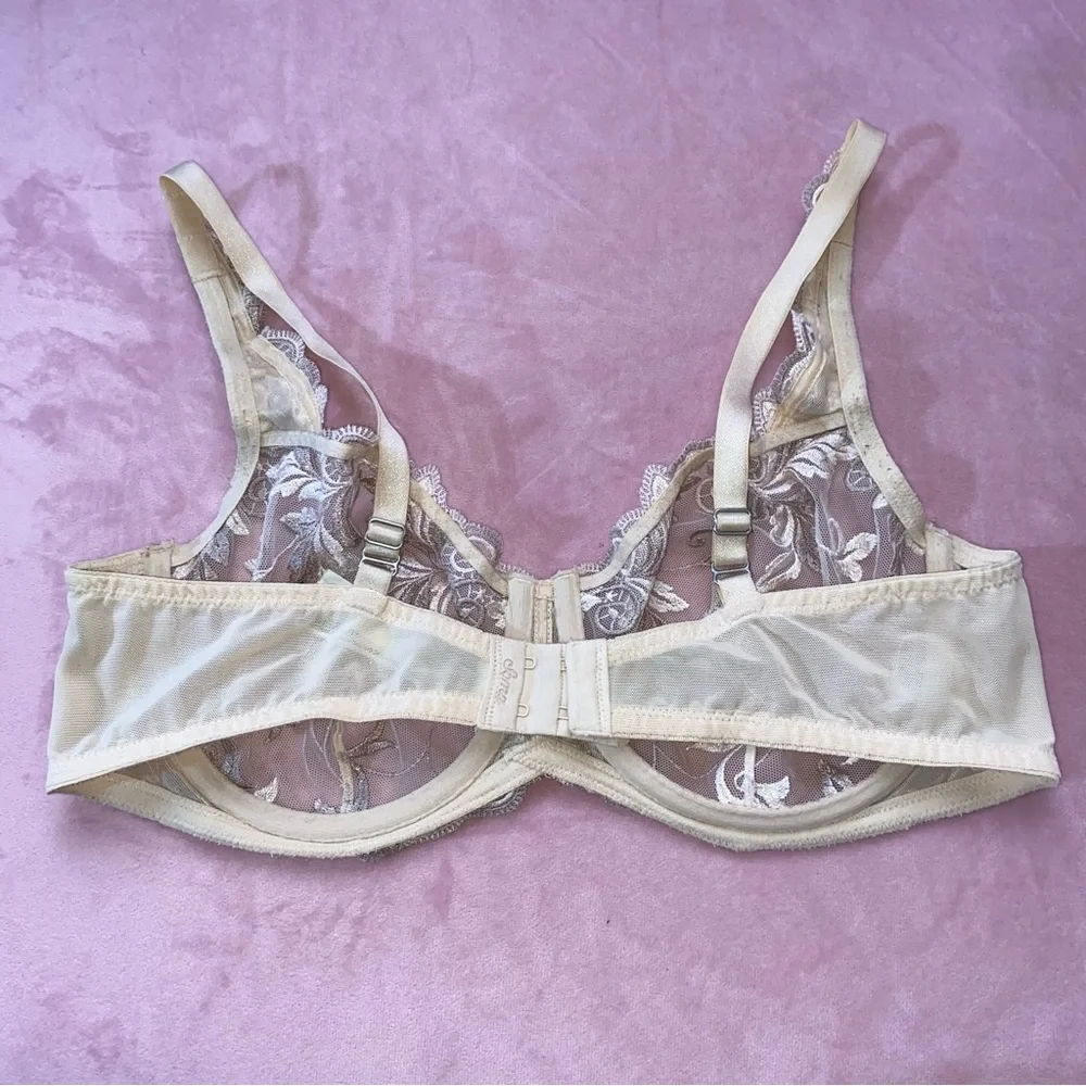 SOMA Sensuous Lace Underwire Unlined Embroidered Bra 36C Floral Embellished